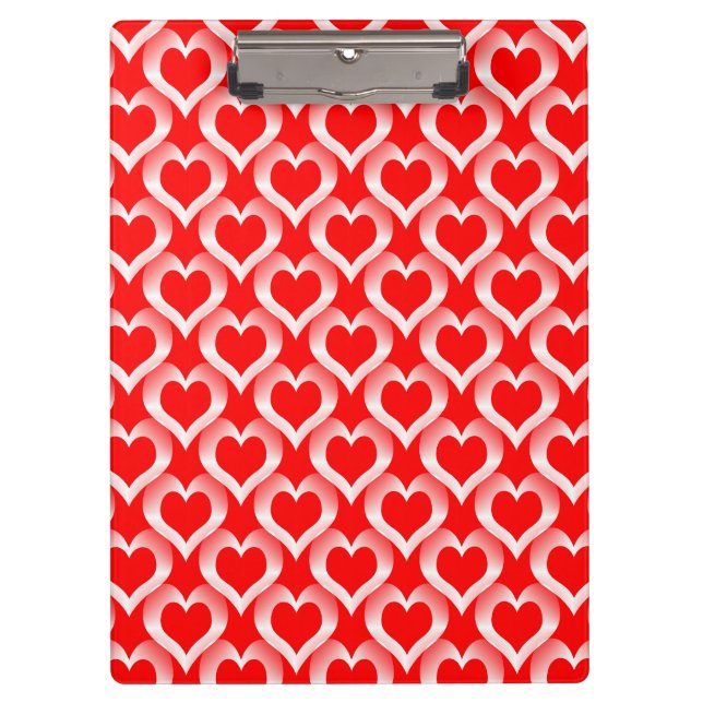 Carpeta De Pinza Patrón de Corazones Rojos Blancos (Anverso)