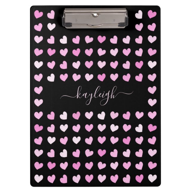 Carpeta De Pinza Patrón de corazones rosados (Anverso)