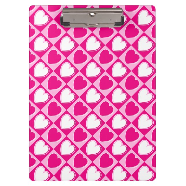 Carpeta De Pinza Patrón de corazones rosados (Anverso)