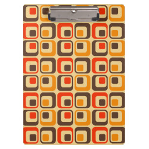 Carpeta De Pinza Patrón de cuadrados retro - rojo, marrón y Naranja