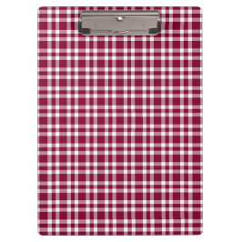 Carpeta De Pinza Patrón de Cuadro Burgundy Blanco