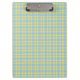 Carpeta De Pinza Patrón de Cuadro Escocés Azul Amarillo