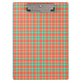Carpeta De Pinza Patrón de Cuadro Escocés Coral Aguamarina