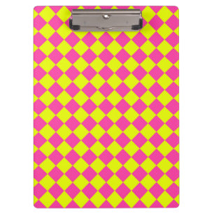 Carpeta De Pinza Patrón de cuadros de diamante rosa amarillo