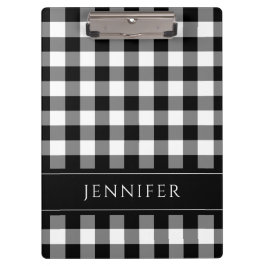 Carpeta De Pinza Patrón de cuadros de Gingham en blanco y negro con