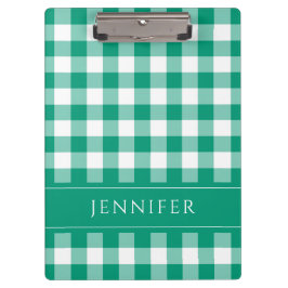 Carpeta De Pinza Patrón de cuadros de gingham verde y blanco con no