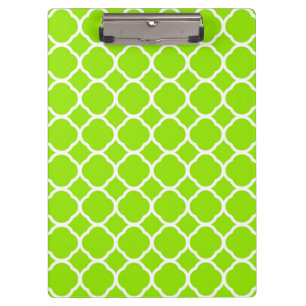 Carpeta De Pinza Patrón de Cuatro Hojas Verde Lima Brillante