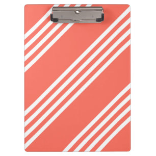 Carpeta De Pinza Patrón de cuatro rayas de coral vivo y blanco