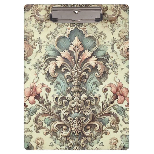 Carpeta De Pinza Patrón de damasco floral victoriano (Anverso)