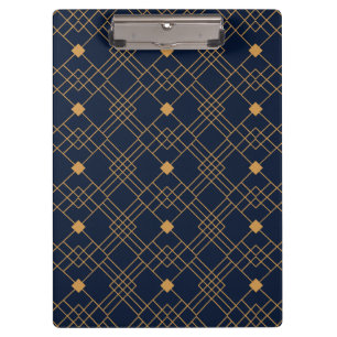 Carpeta De Pinza Patrón de deco de arte dorado sobre fondo azul osc