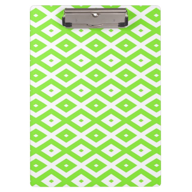 Carpeta De Pinza Patrón de diamante blanco y verde limón (Anverso)