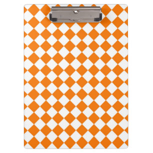 Carpeta De Pinza Patrón de diamante de cuadros blancos naranjas