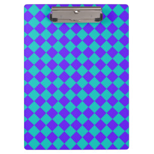 Carpeta De Pinza Patrón de diamante de cuadros en púrpura y turques