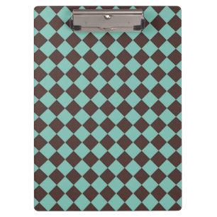 Carpeta De Pinza Patrón de diamante de cuadros marrón turquesa