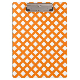 Carpeta De Pinza Patrón de diamante de cuadros naranja y blanco
