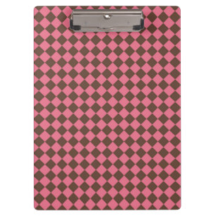 Carpeta De Pinza Patrón de diamante de cuadros rosa marrón