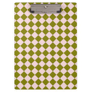 Carpeta De Pinza Patrón de diamante de cuadros rosa verde