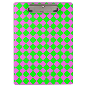 Carpeta De Pinza Patrón de diamante de cuadros rosa verde