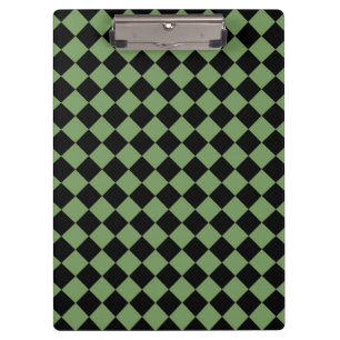Carpeta De Pinza Patrón de diamante de cuadros verde y negro