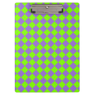 Carpeta De Pinza Patrón de diamante de cuadros verdes y morados
