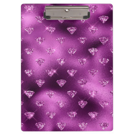 Carpeta De Pinza Patrón de Diamantes con Brillo Glam Ombre Púrpura