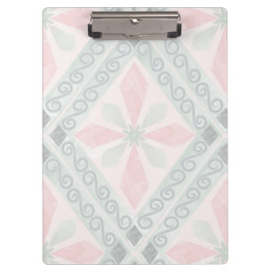 Carpeta De Pinza Patrón de diamantes pastel verde y rosa