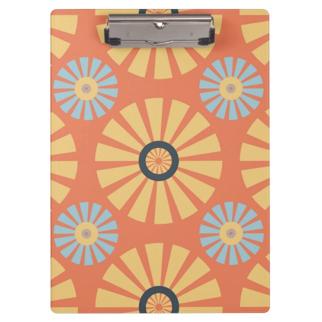 Carpeta De Pinza Patrón de dietas azul y Naranja retro abstrat (Anverso)