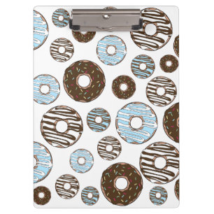 Carpeta De Pinza Patrón De Donuts, Donuts Azules, Donuts Marrones