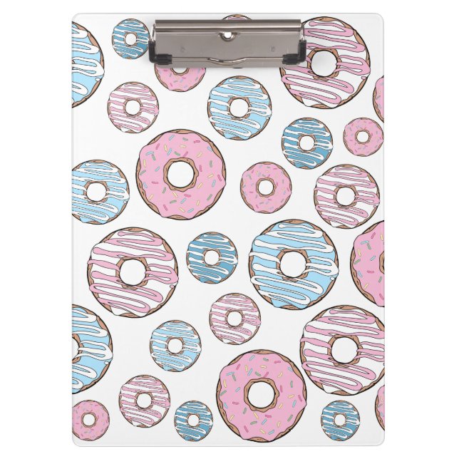 Carpeta De Pinza Patrón De Donuts, Donuts Rosados, Donuts Azules (Anverso)