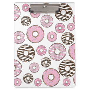 Carpeta De Pinza Patrón De Donuts, Donuts Rosados, Donuts Blancos