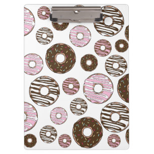 Carpeta De Pinza Patrón De Donuts, Donuts Rosados, Donuts Marrones