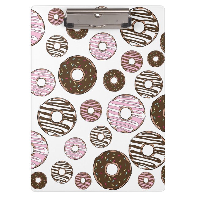 Carpeta De Pinza Patrón De Donuts, Donuts Rosados, Donuts Marrones (Anverso)