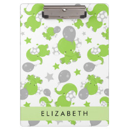 Carpeta De Pinza Patrón de elefantes verdes, estrellas, tu nombre