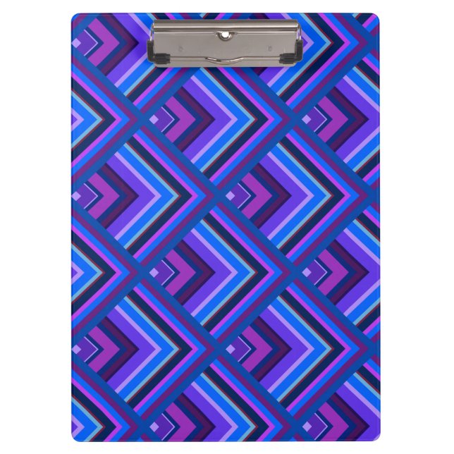 Carpeta De Pinza Patrón de escala de rayas azules y violetas (Anverso)