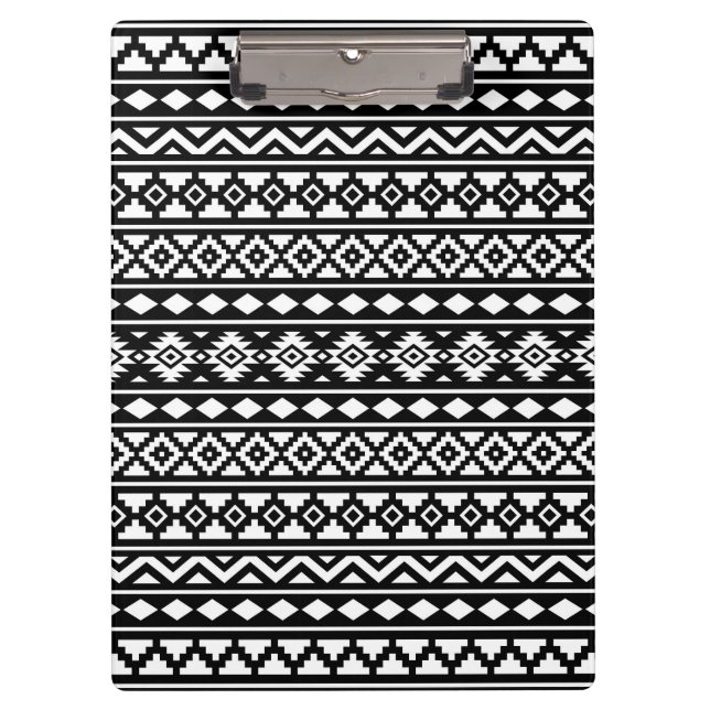 Carpeta De Pinza Patrón de esencia azteca II blanco en negro (Anverso)