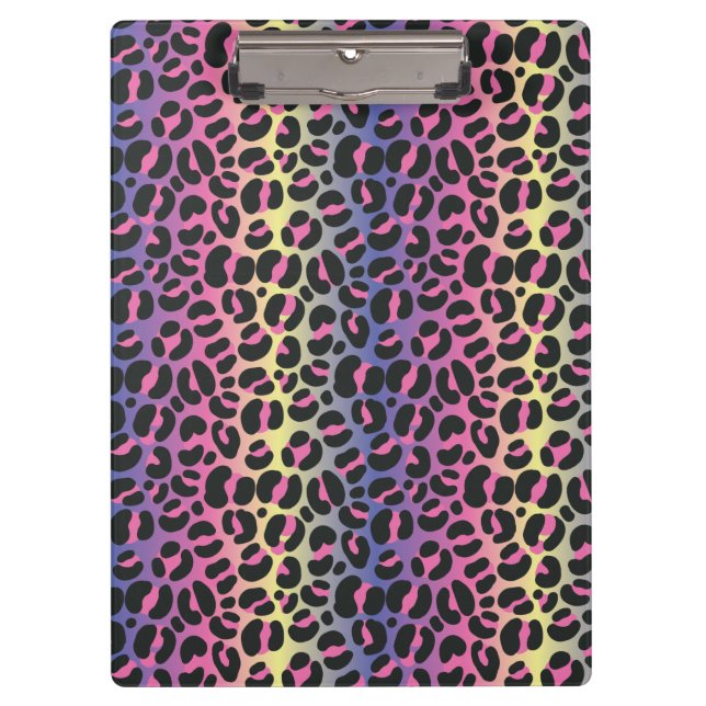 Carpeta De Pinza Patrón de estampado de animal de leopardo arcoíris (Anverso)