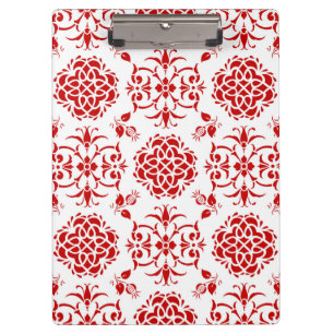 Carpeta De Pinza Patrón de estilo damasco floral rojo y blanco