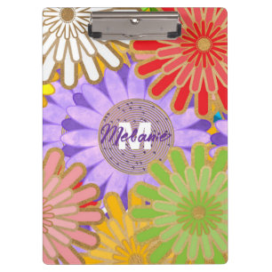 Carpeta De Pinza Patrón de Flor Personalizado Hippy Brillante y Col