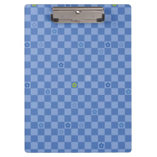 Carpeta De Pinza Patrón de flores a cuadros nº 01 - azul claro