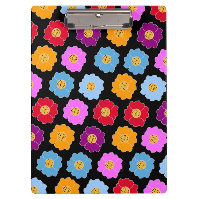 Carpeta De Pinza Patrón de flores coloridas (Anverso)
