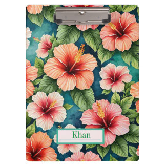 Carpeta De Pinza Patrón de flores de Hibiscus arte digital/ Persona