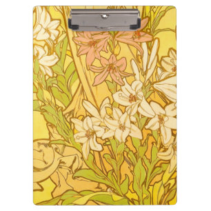 Carpeta De Pinza Patrón de flores de lirio de Alphonse Mucha: Art N