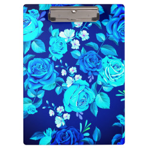 Carpeta De Pinza Patrón de flores de rosa azul clásica-87600