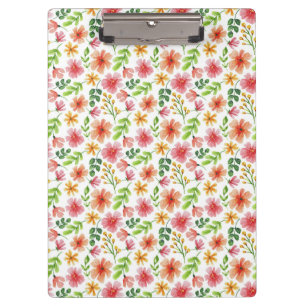 Carpeta De Pinza Patrón de flores rosadas en acuarela