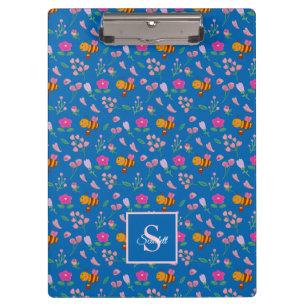 Carpeta De Pinza Patrón de flores silvestres de abejas pequeñas Mon