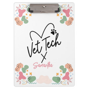 Carpeta De Pinza Patrón de forma abstracta de Pastel Vet Tech Heart