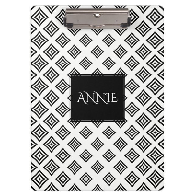 Carpeta De Pinza Patrón de formas geométricas negras (Anverso)