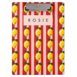 Carpeta De Pinza Patrón de franja limón personalizado Lemones amari