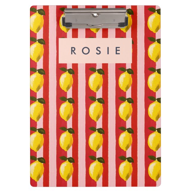 Carpeta De Pinza Patrón de franja limón personalizado Lemones amari (Anverso)