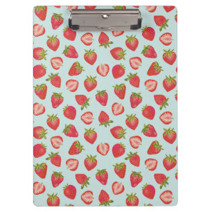 Carpeta De Pinza Patrón de fresa de verano y menta roja